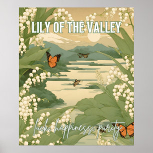 Lily of the Valley May Birth Month Flower Japanese Poster