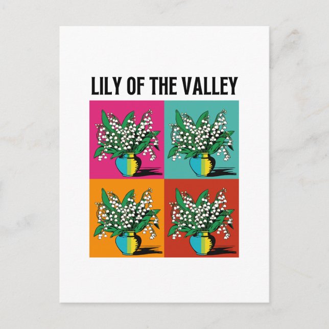 Lily of the Valley May Birth Month Flower Pop Art Postcard (Front)