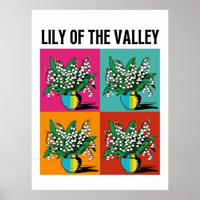 Lily of the Valley May Birth Month Flower Pop Art Poster (Front)