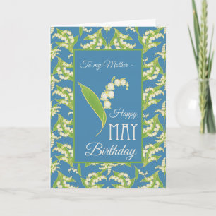 Lily-of-the-Valley May Birthday Card, Blue: Mother Card