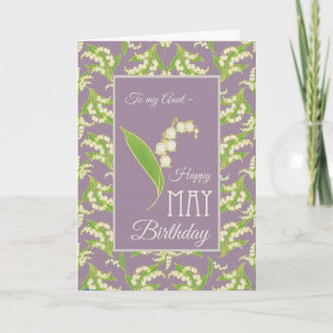 Lily-of-the-Valley May Birthday Card, Mauve: Aunt Card