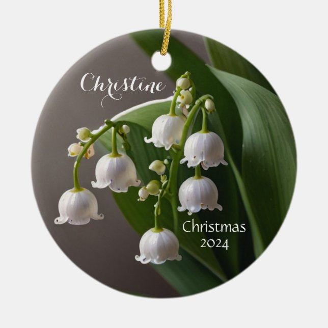 Lily of the Valley May Personalised Ornament (Front)