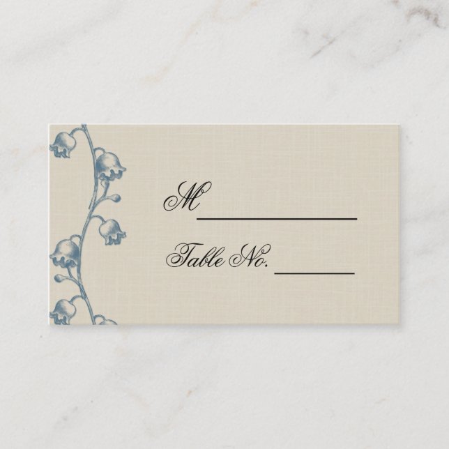 Lily of the Valley on Ecru Line Wedding Place Card (Front)