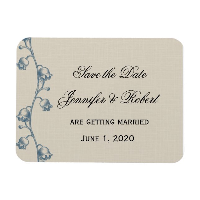 Lily of the Valley on Ecru Linen Save the Date Magnet (Horizontal)