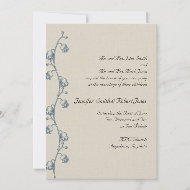 Lily of the Valley on Ecru Wedding Invitation (Front)