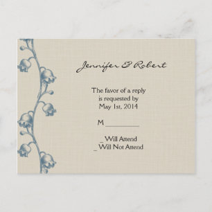 Lily of the Valley on Ecru Wedding RSVP Postcard