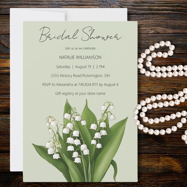 Lily of the Valley on Green Bridal Shower Invitation (Creator Uploaded)
