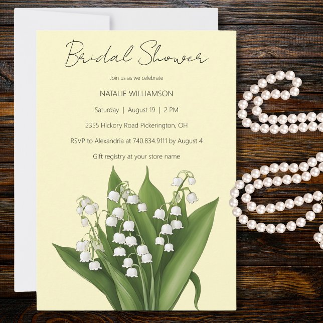 Lily of the Valley on Yellow Bridal Shower Invitation (Creator Uploaded)