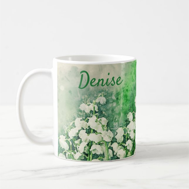 Lily of the Valley Personalised Coffee Mug Cup (Left)