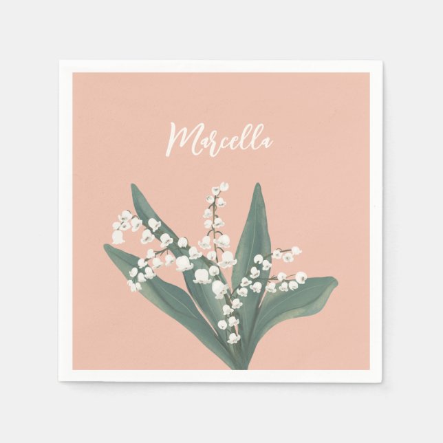 Lily Of The Valley Personalised  Napkin (Front)