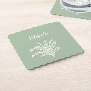 Lily Of The Valley Personalised Paper Coaster