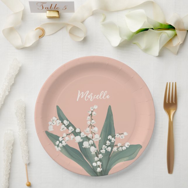 Lily Of The Valley Personalised  Paper Plate (Wedding)
