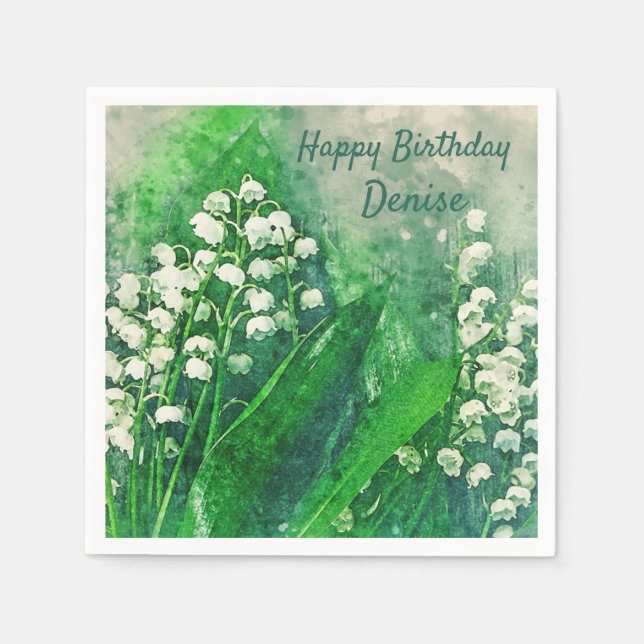 Lily of the Valley Personalised Party Napkins (Front)