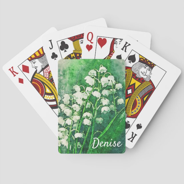 Lily of the Valley Personalised Playing Cards (Back)