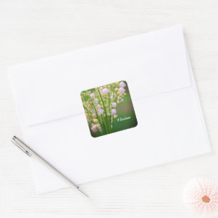 Lily of the valley personalised   square sticker