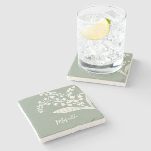 Lily Of The Valley Personalised Stone Coaster