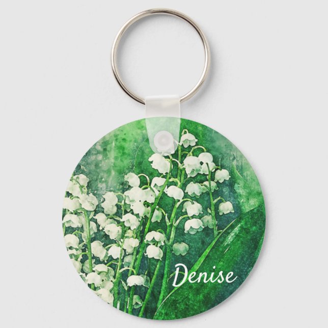 Lily of the Valley Personalized Keychain Key Chain (Front)