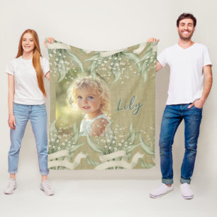 Lily of the Valley Photo & Name Fleece Blanket