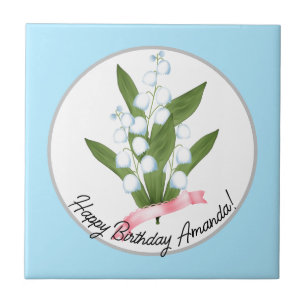 Lily of the valley, retro ceramic tile