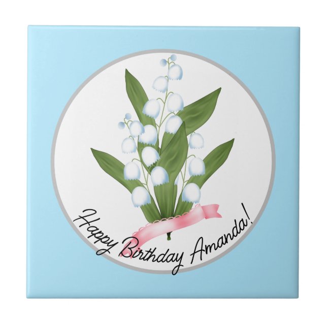 Lily of the valley, retro ceramic tile (Front)
