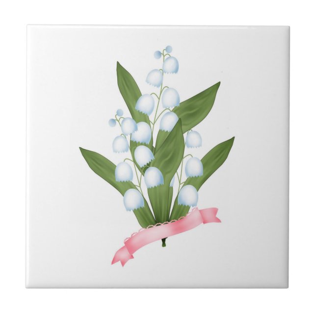 Lily of the valley, retro ceramic tile (Front)