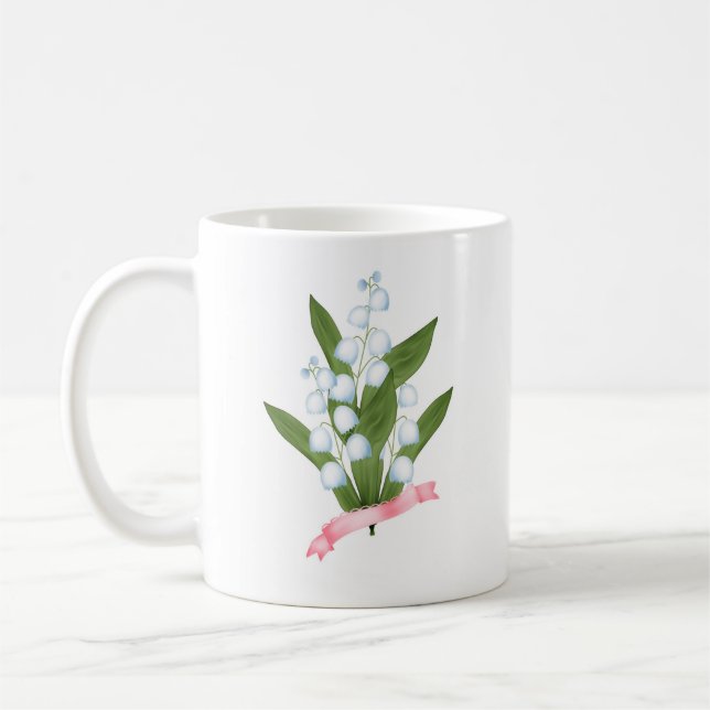 Lily of the valley, retro coffee mug (Left)