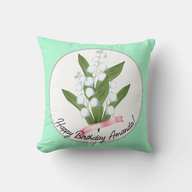 Lily of the valley, retro cushion (Front)