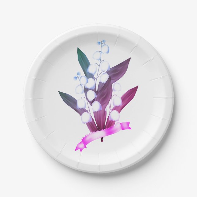Lily of the valley, retro paper plate (Front)