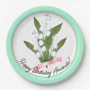 Lily of the valley, retro paper plate
