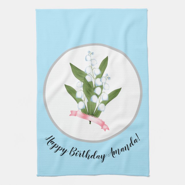 Lily of the valley, retro tea towel (Vertical)