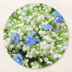 Lily of the valley round paper coaster