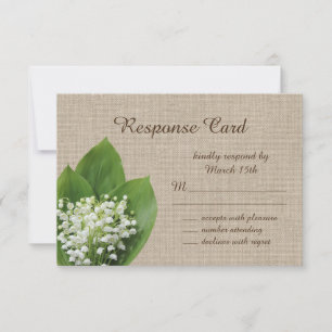 Lily of the Valley RSVP burlap Card