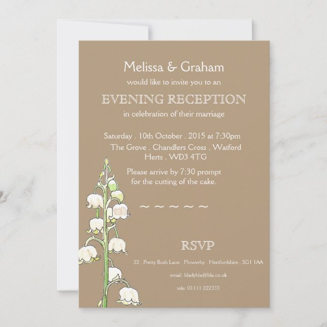 Lily of the Valley Rustic Evening Invitation (Front)