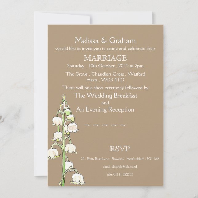 Lily of the Valley Rustic Wedding Invitation (Front)