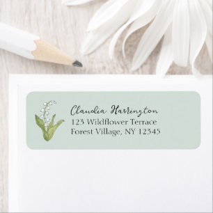 Lily of the Valley Sage Green Girly Floral Address Return Address Label