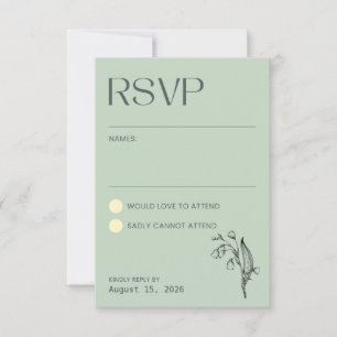 Lily of the Valley - Sage Green RSVP Card