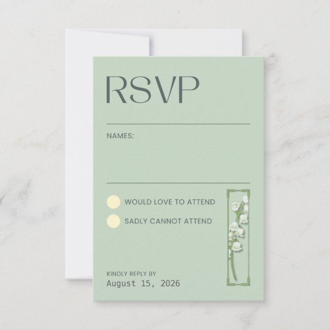 Lily of the Valley - Sage Green RSVP Card (Front)