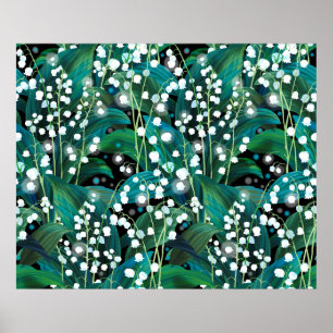 Lily of the valley. Seamless background pattern Poster