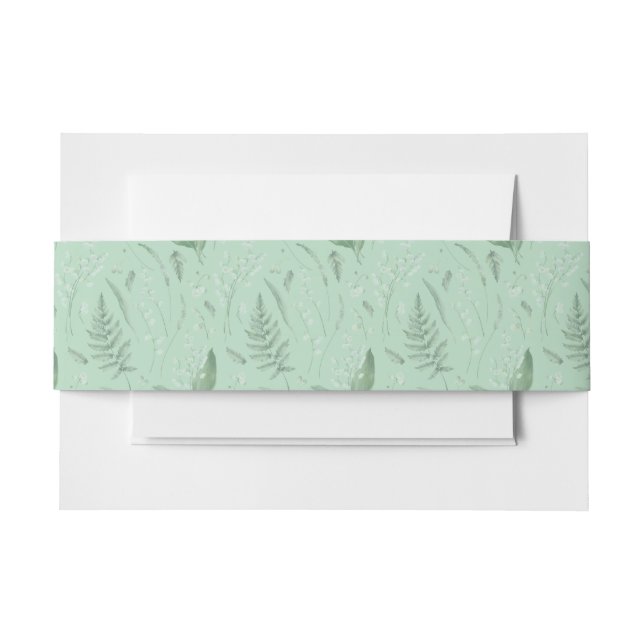 Lily of the Valley || Soft Green Invitation Belly Band (Front Example)