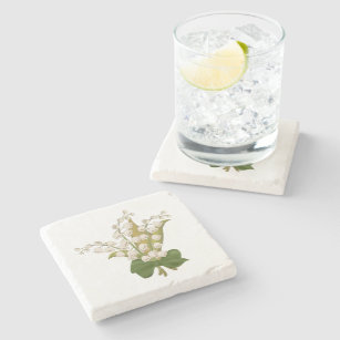 Lily of the valley stone coaster