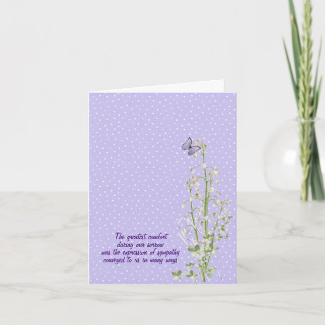 Lily of the Valley sympathy thank you Card (Front)
