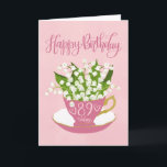 Lily of the Valley Teacup 89th Birthday Card<br><div class="desc">A quaint little pink teacup filled with a beautiful bunch of lily of the valley flowers along with the hand lettered words Happy Birthday on the top of card and the hand lettered words 89 today with love hearts on the tea cup. A sweet birthday card for someone special turning...</div>