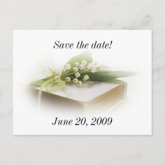 lily of the valley w/ bible save the date postcard
