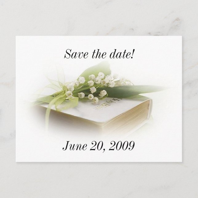 lily of the valley w/ bible save the date postcard (Front)