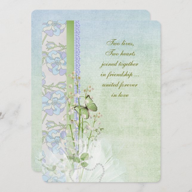 lily of the valley wedding bouquet invitation (Front/Back)
