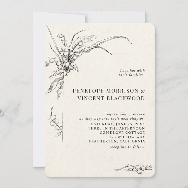 Lily-of-the-Valley Wedding Invitation (Front)
