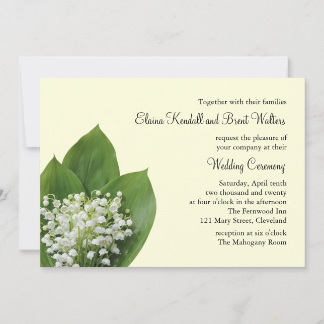 Lily of the Valley Wedding Invitation (ivory) (Front)