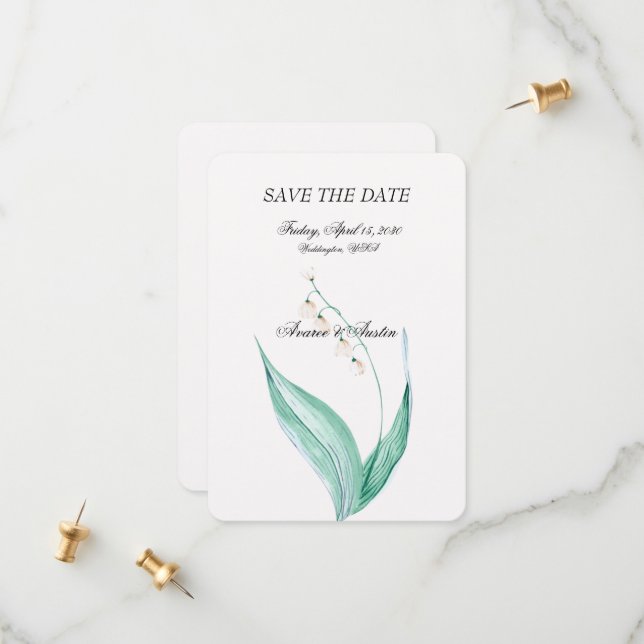 Lily of the Valley Wedding Save The Date (Front/Back In Situ)