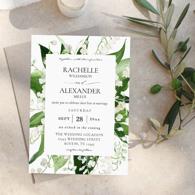 Lily of the Valley White Floral 2 Wedding Invitation (Creator Uploaded)
