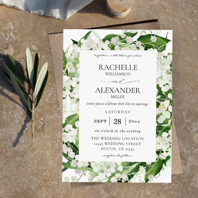 Lily of the Valley White Floral 3 Wedding Invitation (Creator Uploaded)
